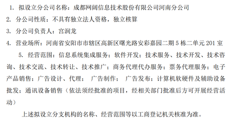 因應(yīng)戰(zhàn)略布局，網(wǎng)闊信息擬設(shè)立分公司專注計(jì)算機(jī)軟硬件開發(fā)與銷售